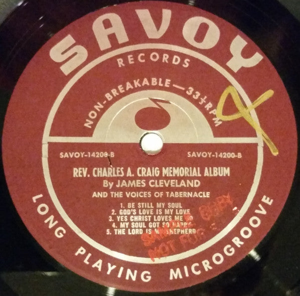 James Cleveland* And The Voices Of Tabernacle : Sing In Memory Of Rev. Charles A. Craig (LP, Album)