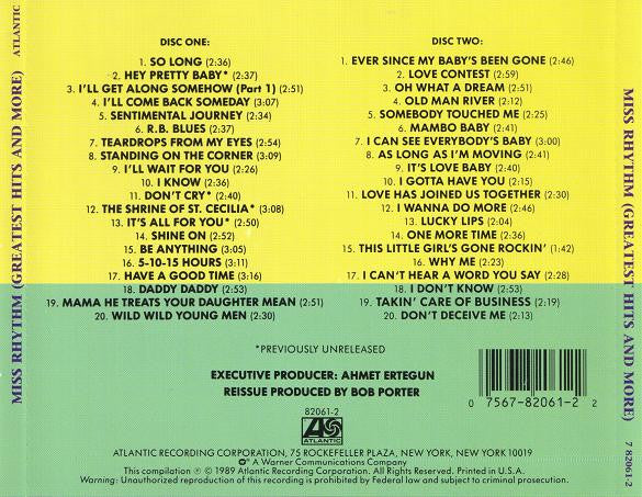 Ruth Brown : Miss Rhythm (Greatest Hits And More) (2xCD, Comp, RE)