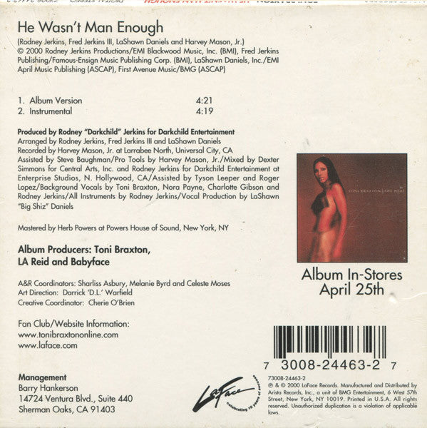 Toni Braxton : He Wasn't Man Enough (CD, Single, Car)