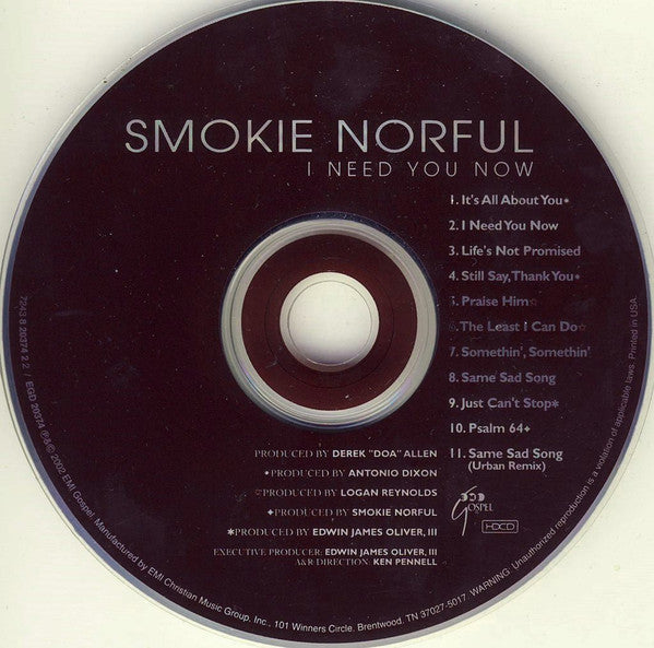 Smokie Norful : I Need You Now (HDCD, Album)