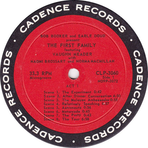 Bob Booker And Earle Doud Featuring Vaughn Meader With Earle Doud ~ Naomi Brossart ~ Bob Booker ~ Norma Macmillan : The First Family (LP, Album, Mono, Ind)