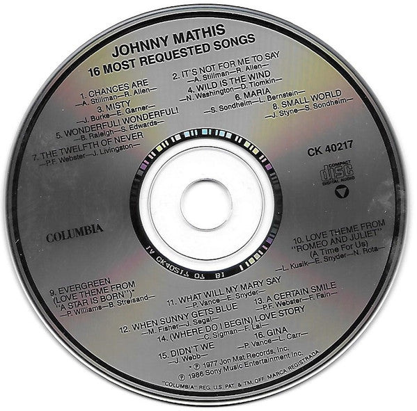 Johnny Mathis : 16 Most Requested Songs (CD, Comp, RE, RM)