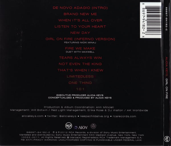Alicia Keys : Girl On Fire (CD, Album, Gat)
