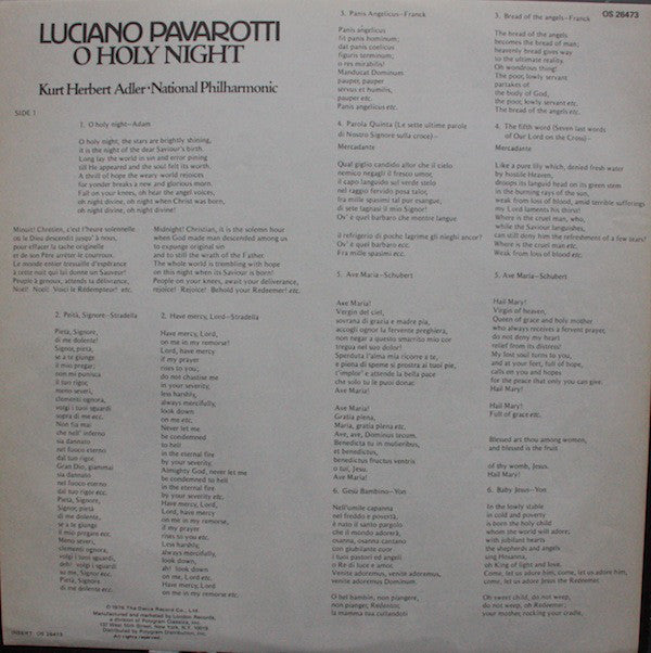 Luciano Pavarotti, National Philharmonic*, Kurt Herbert Adler : O Holy Night (LP, Album, RE)