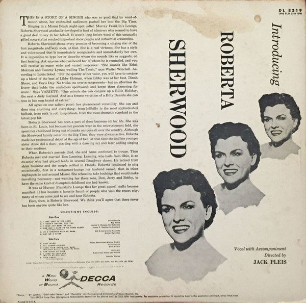 Roberta Sherwood : Introducing (LP, Album, Mono)