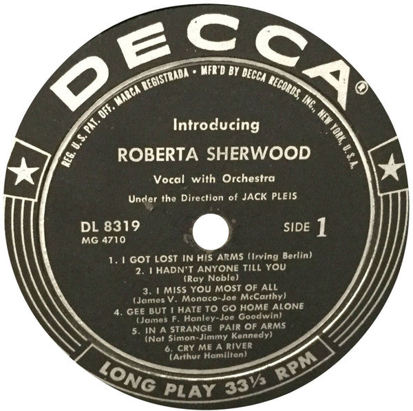 Roberta Sherwood : Introducing (LP, Album, Mono)