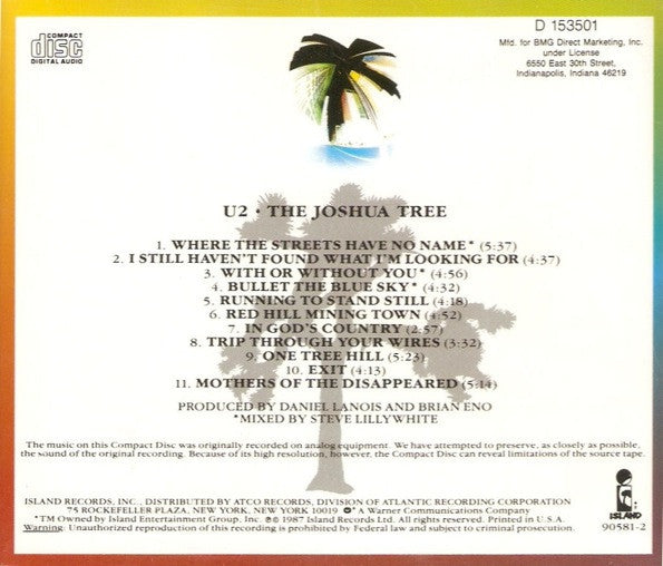 U2 : The Joshua Tree (CD, Album, Club, BMG)