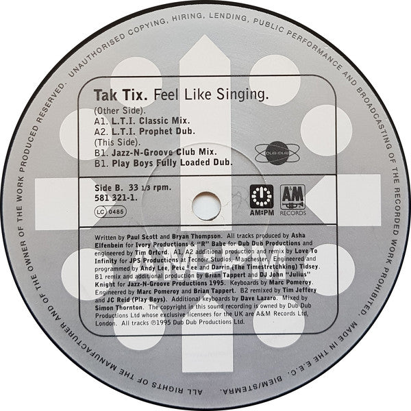 Tak Tix : Feel Like Singing (12")