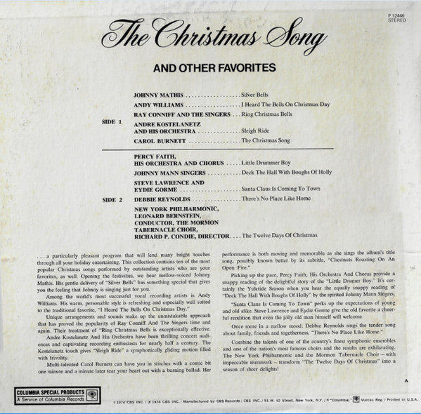 Various : The Christmas Song And Other Favorites (LP, Album, Comp)