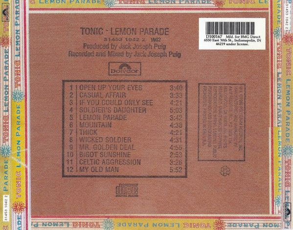 Tonic (2) : Lemon Parade (CD, Album, Club, RE, BMG)