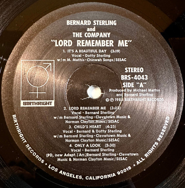 Bernard Sterling & The Company : Lord Remember Me (LP, Album)