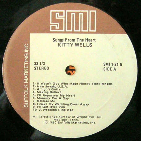 Kitty Wells : Songs From The Heart (LP, Comp)