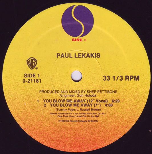 Paul Lekakis : You Blow Me Away (12", Maxi)