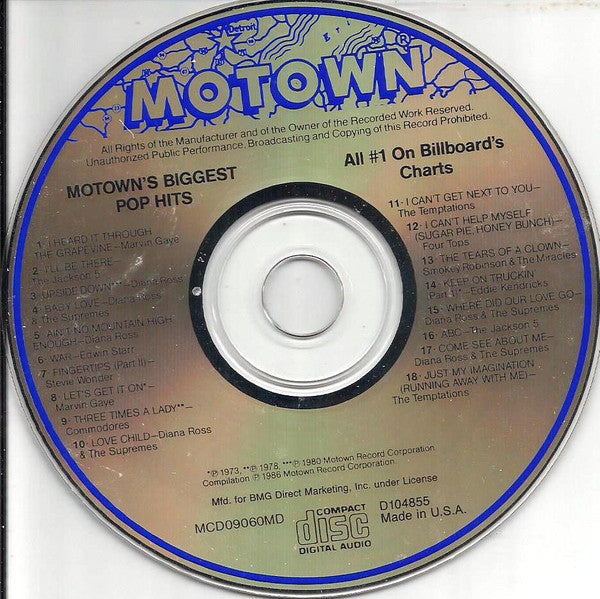 Various : Motown's Biggest Pop Hits: All #1 On Billboard's Charts (CD, Comp, Club, RE)