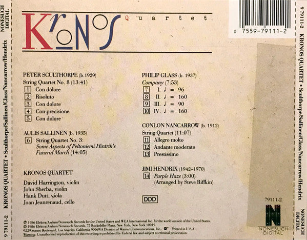 Kronos Quartet : Kronos Quartet (CD, Album)
