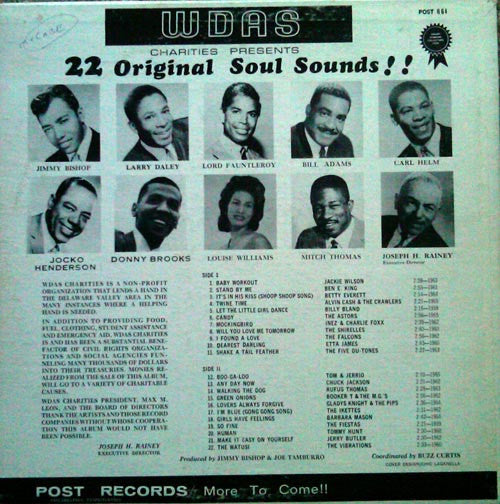 Various : WDAS Charities Presents 22 Original Soul Sounds (LP, Comp, Mono)
