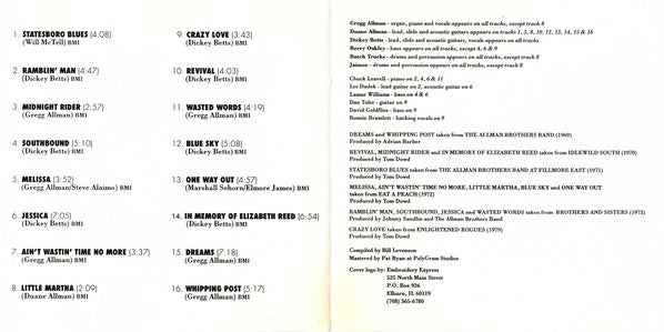 The Allman Brothers Band : A Decade Of Hits 1969-1979 (CD, Comp, Club, RE)