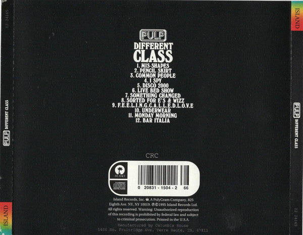 Pulp : Different Class (CD, Album, Club, CRC)