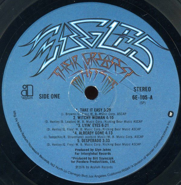 Eagles : Their Greatest Hits 1971-1975 (LP, Album, Comp, RP, Emb)