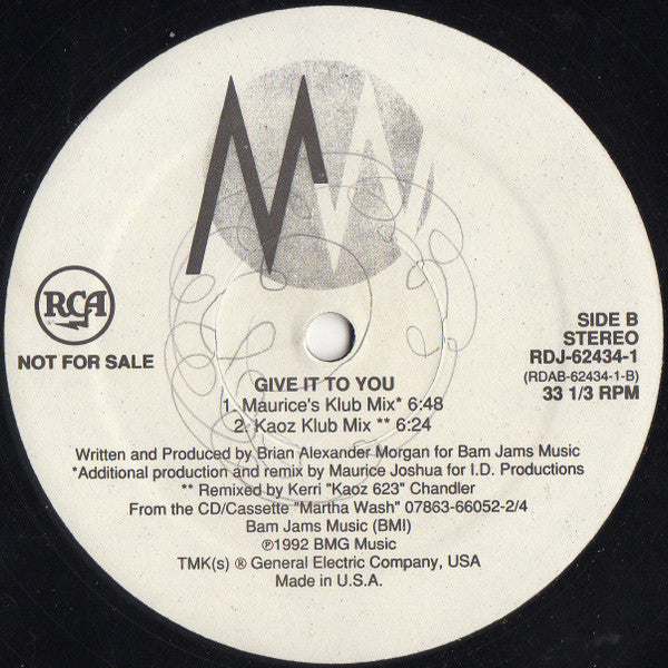 Martha Wash : Give It To You (2x12", Promo)