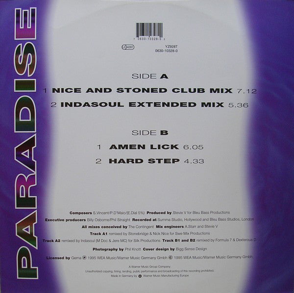 Adventures Of Stevie V. : Paradise (12")