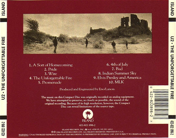 U2 : The Unforgettable Fire (CD, Album, PDO)