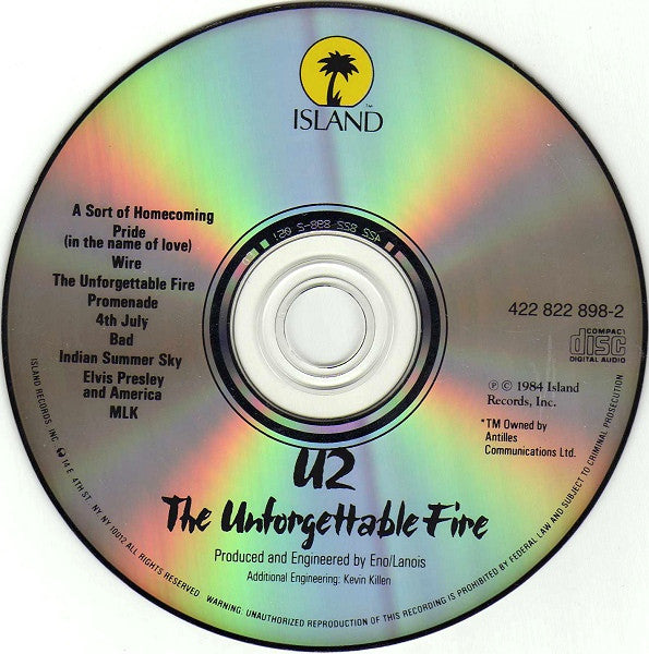 U2 : The Unforgettable Fire (CD, Album, PDO)