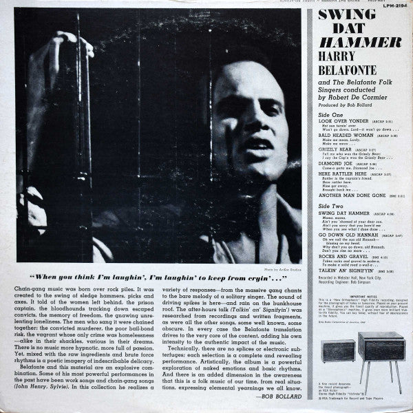 Harry Belafonte And The Belafonte Folk Singers Conducted By Robert De Cormier* : Swing Dat Hammer (LP, Album, Mono, Ind)