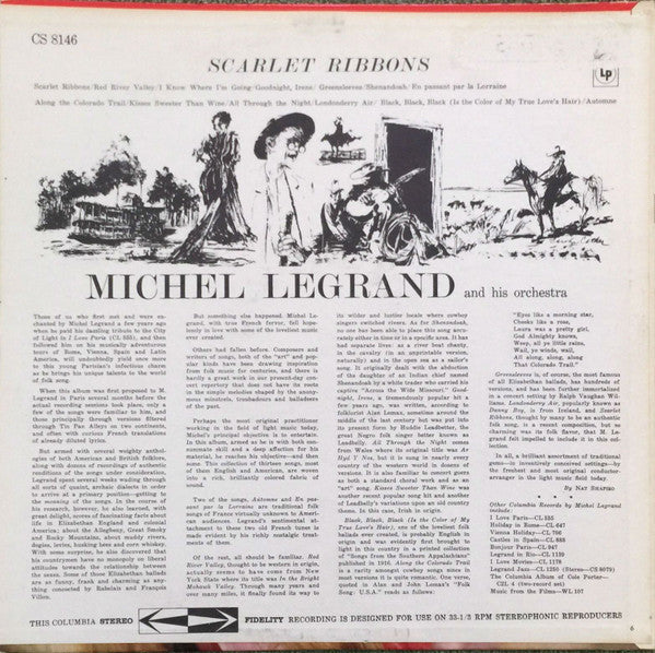 Michel Legrand Et Son Orchestre : Scarlet Ribbons - Michel Legrand's Folksongs For Orchestra (LP, Album)