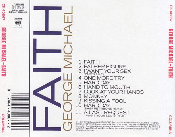 George Michael : Faith (CD, Album, RE)