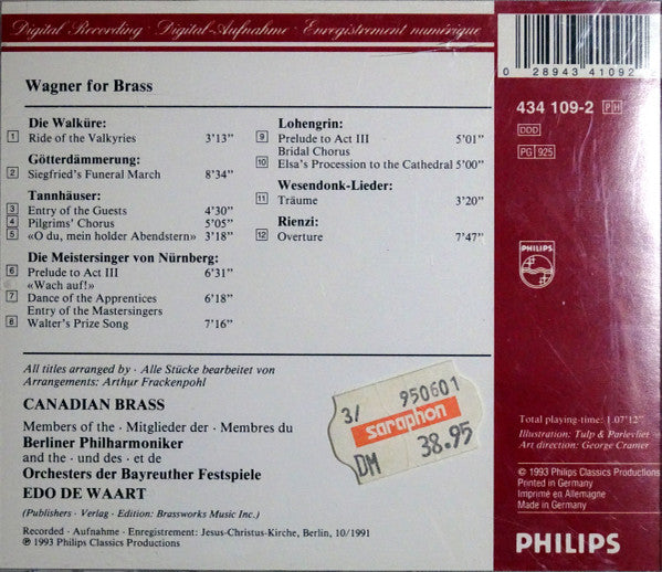 Canadian Brass*, Wagner*, Edo De Waart, Members Of The Berlin Philharmonic* And The Bayreuth Festival Orchestra* : Wagner For Brass (CD)