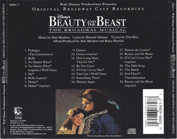 Alan Menken / Howard Ashman / Tim Rice : Beauty And The Beast - The Broadway Musical (Original Broadway Cast Recording) (CD, Album)