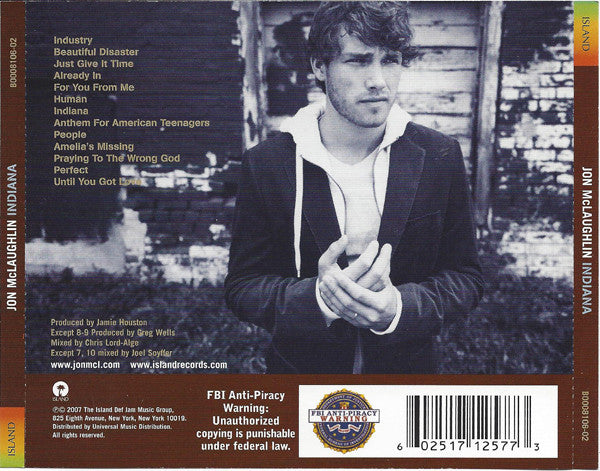 Jon McLaughlin : Indiana (CD, Album)