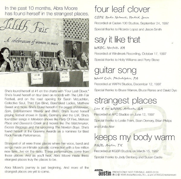 Abra Moore : Live From The Strangest Places (CD, EP, Promo)