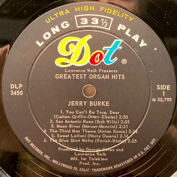 Jerry Burke : Lawrence Welk Presents Greatest Organ Hits (LP, Mono)
