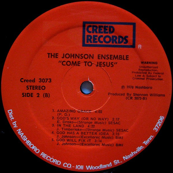 James Johnson* And The Johnson Ensemble : Come To Jesus (LP, Album)