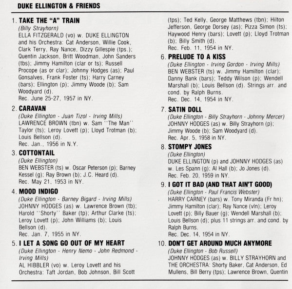 Duke Ellington & Friends : Duke Ellington & Friends (CD, Album, Comp)