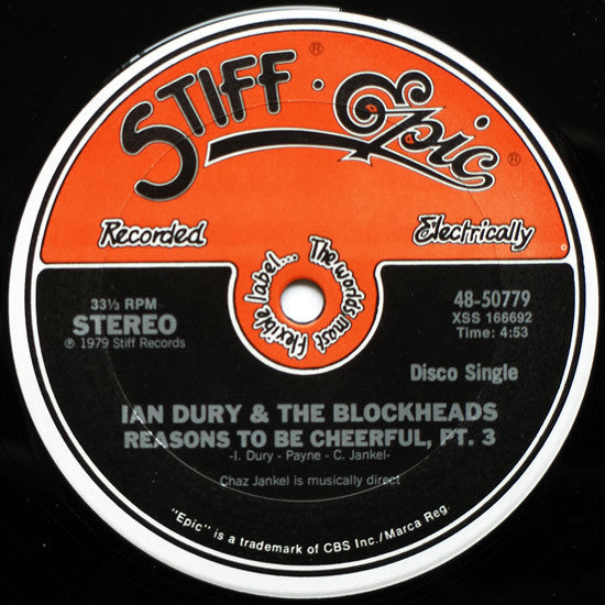 Ian Dury & The Blockheads* : Reasons To Be Cheerful, Pt. 3 (12", Single)