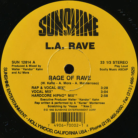 L.A. Rave : Rage Of Rave (12")
