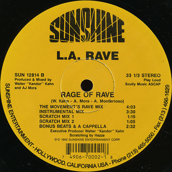 L.A. Rave : Rage Of Rave (12")