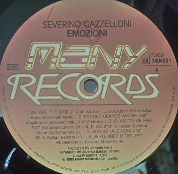 Severino Gazzelloni : Emozioni (LP, Album)