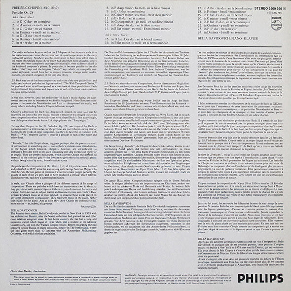 Chopin*, Bella Davidovich : 24 Preludes, Op.28 (LP)