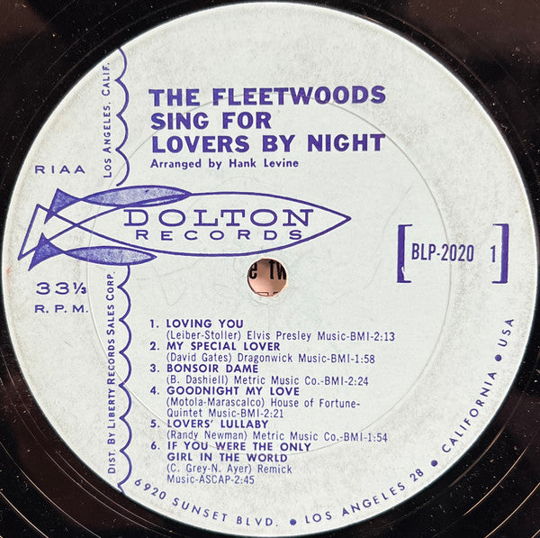 The Fleetwoods : Sing For Lovers By Night (LP, Mono)