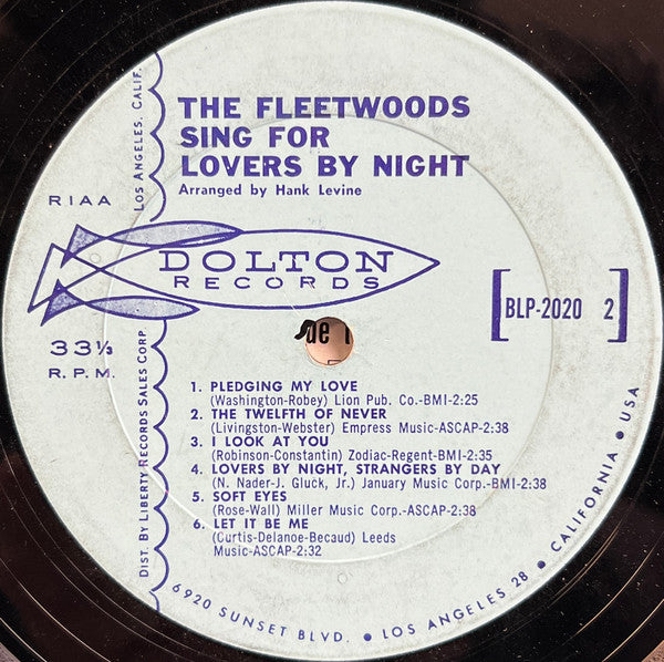 The Fleetwoods : Sing For Lovers By Night (LP, Mono)