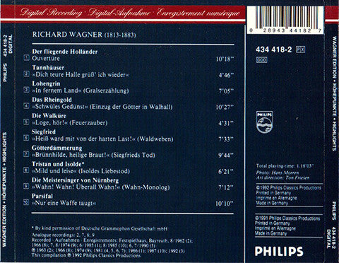 Richard Wagner - Orchester der Bayreuther Festspiele, Nilsson*, Silja*, Frey*, Hofmann*, Jung*, McIntyre*, Ridderbusch*, Böhm*, Boulez*, Levine*, Nelsson*, Sawallisch*, Schneider*, Varviso* : Bayreuther Festspiele - Höhepunkte = Highlights (CD, Comp)