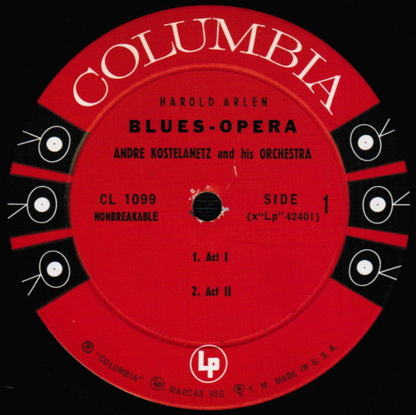 Harold Arlen / Andre Kostelanetz And His Orchestra* : Blues-Opera (LP, Album, Mono)