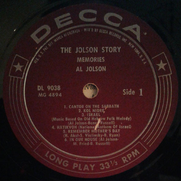 Al Jolson : The Jolson Story - Memories ... (LP)