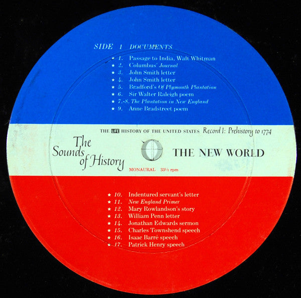 Various : The Sounds Of History Record 1: Prehistory To 1774 / The New World (LP)