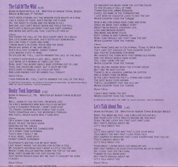 Aaron Tippin : Call Of The Wild (CD, Album, Club)