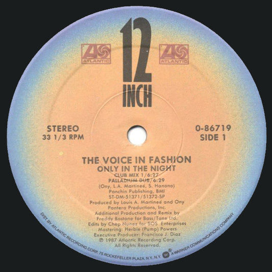 The Voice In Fashion : Only In The Night (12", Single)